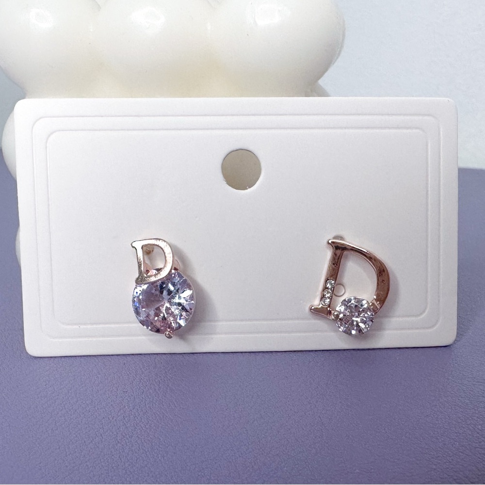 Crystal "D" Earrings – Costume Jewelry Pair